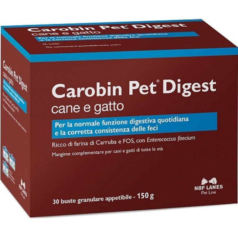 Carobin Pet Digest - 30 Bustine - Integratore Digestivo per Cani e Gatti