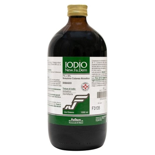 Tintura di Iodio - 1 litro - 7% + 5% soluzione alcolica Tintura di Iodio - 1 litro - 7% + 5% soluzione alcolica