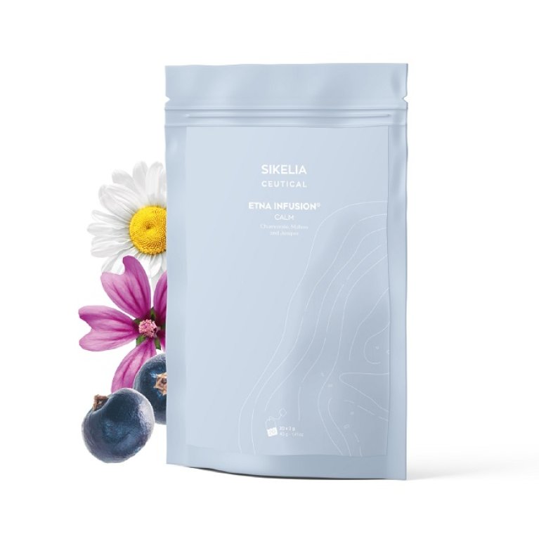 Etna Infusion Calm - tisana rilassante e lenitiva con camomilla, malva e ginepro - 20 bustine Etna Infusion Calm - tisana rilassante e lenitiva con camomilla, malva e ginepro - 20 bustine