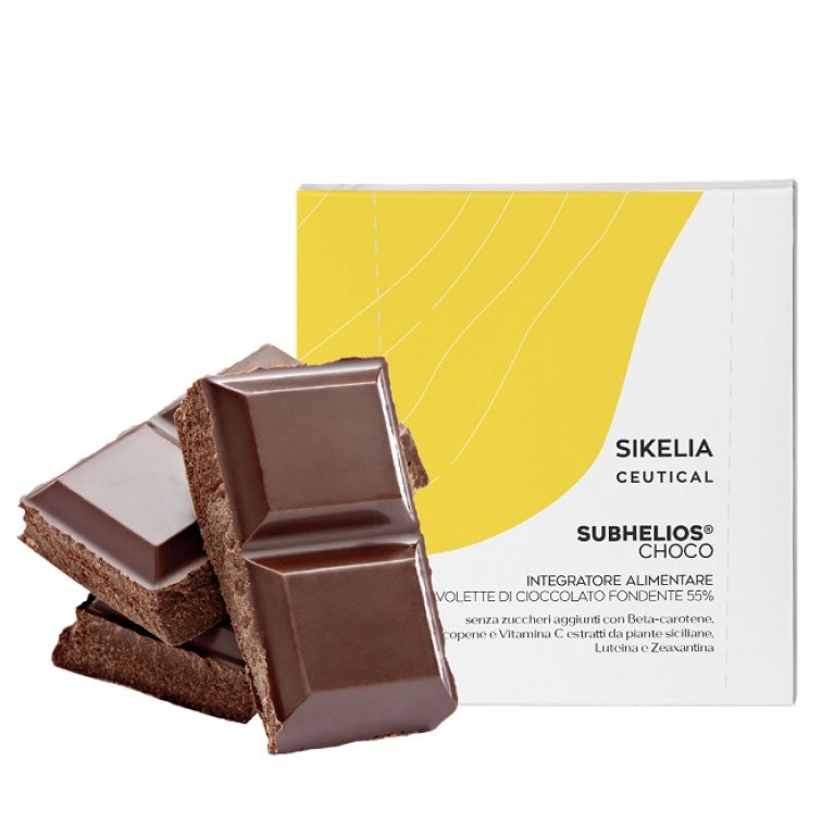 Subhelios - integratore alimentare di betacarotene in tavolette di cioccolato fondente - 20 tavolette da 7 grammi Subhelios - integratore alimentare di betacarotene in tavolette di cioccolato fondente - 20 tavolette da 7 grammi