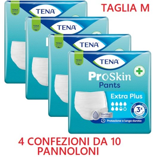 Tena Pants Extra Plus - M - 40 Mutandine Incontinenza 6.5 Gocce - 4 confezioni da 10 pz