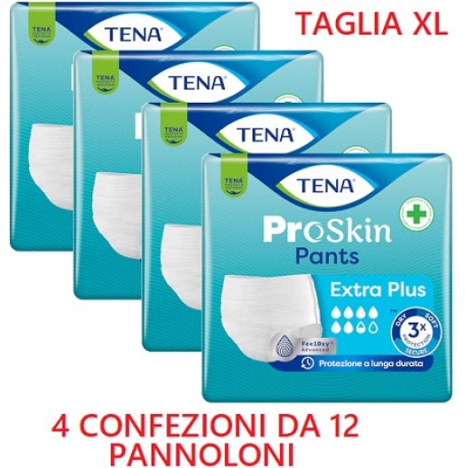 Tena Pants Extra Plus - XL - 48 Mutandine Incontinenza 6.5 Gocce - 4 confezioni da 12 pz