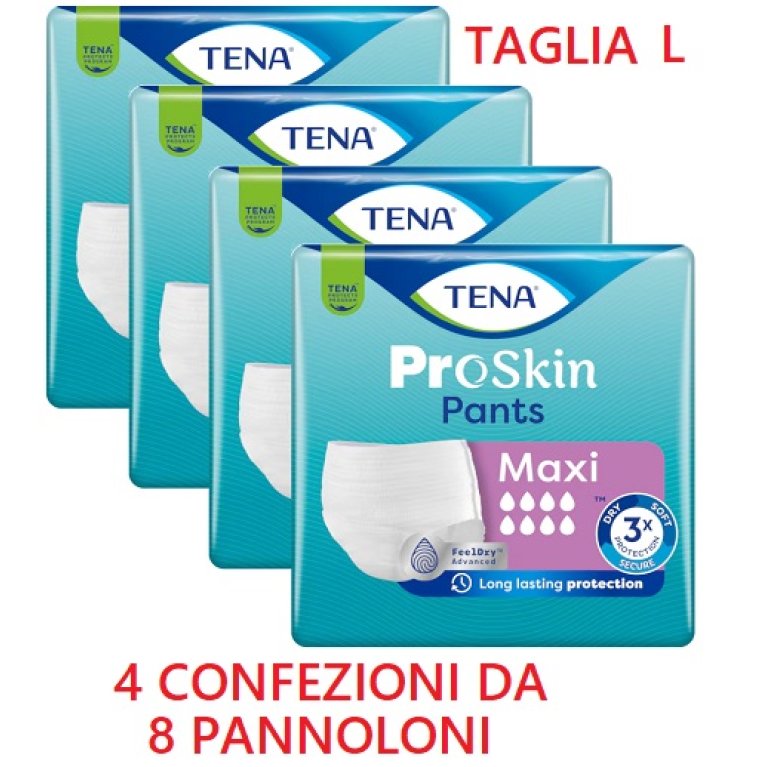 Tena Pants Maxi - L - 32 Mutandine Incontinenza 8 Gocce - 4 confezioni da 8 pz