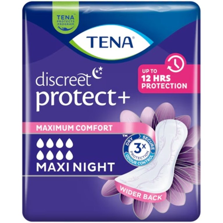 Tena Discreet Protect+ Maxi Night - 12 Assorbenti Notte Incontinenza