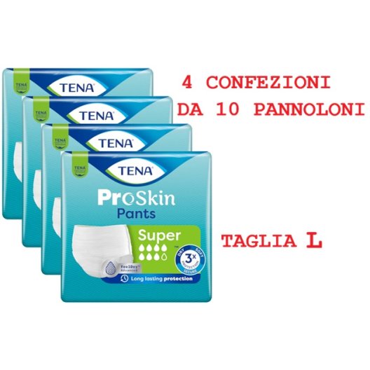Tena Pants Super - L - 40 Mutandine Incontinenza 7 Gocce - 4 confezioni da 10 pz