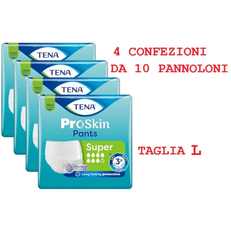 Tena Pants Super - L - 40 Mutandine Incontinenza 7 Gocce - 4 confezioni da 10 pz