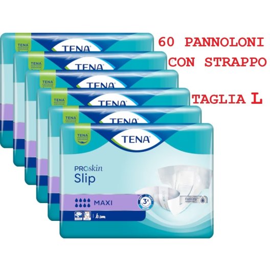 Tena Slip Maxi L - 60 pannoloni con strappo 8 gocce - 4 confezioni da 10 pezzi