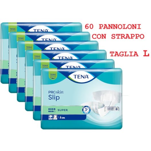 Tena Slip Super L - 60 pannoloni con strappo - 7 gocce - 6 confezioni da 10 Tena Slip Super L - 60 pannoloni con strappo - 7 gocce - 6 confezioni da 10