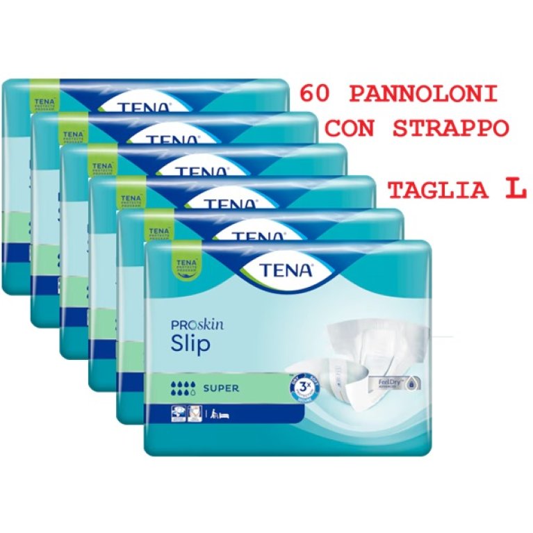 Tena Slip Super L - 60 pannoloni con strappo - 7 gocce - 6 confezioni da 10