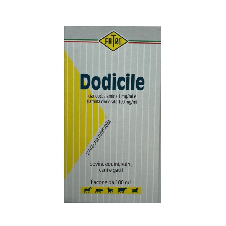 Dodicile soluzione iniettabile di vitamina B12 e tiamina per affaticamento muscolare - 100 ml Dodicile soluzione iniettabile di vitamina B12 e tiamina per affaticamento muscolare - 100 ml