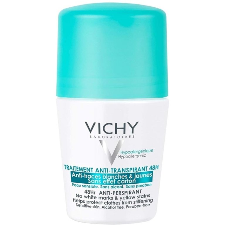 Vichy deodorante roll-on antitraspirante 48 h anti-macchie gialle e bianche 50 ml Vichy deodorante roll-on antitraspirante 48 h anti-macchie gialle e bianche 50 ml