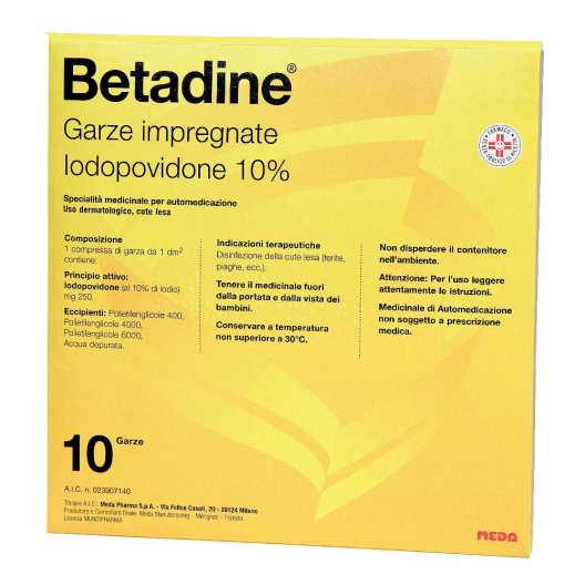 BETADINE*10GARZE IMPREGN 10x10 BETADINE*10GARZE IMPREGN 10x10