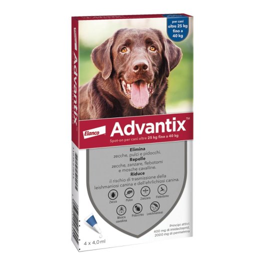Advantix Spot on - 4 pipette - antiparassitario per cani da 25 a 40 Kg