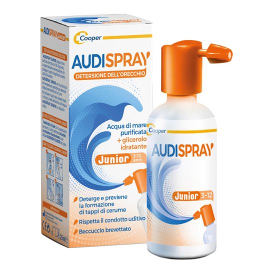 Audispray Junior 3-12 anni - Spray per la pulizia dell'orecchio dei bambini - 25 ml Audispray Junior 3-12 anni - Spray per la pulizia dell'orecchio dei bambini - 25 ml
