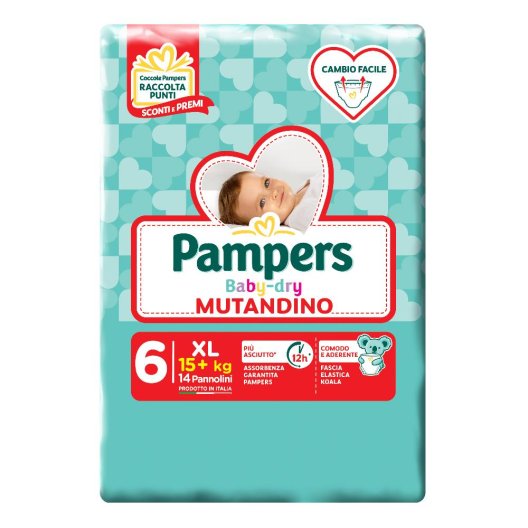 Pampers Baby Dry mutandino XL - taglia 6 oltre i 15 Kg - 14 pannolini Pampers Baby Dry mutandino XL - taglia 6 oltre i 15 Kg - 14 pannolini
