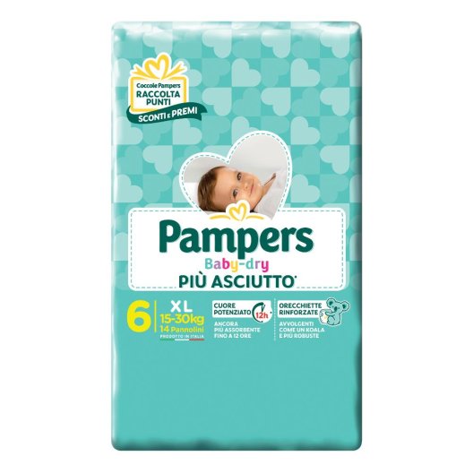 Pampers Baby Dry XL - taglia 6 dai 15 ai 30 kg - 14 pannolini Pampers Baby Dry XL - taglia 6 dai 15 ai 30 kg - 14 pannolini