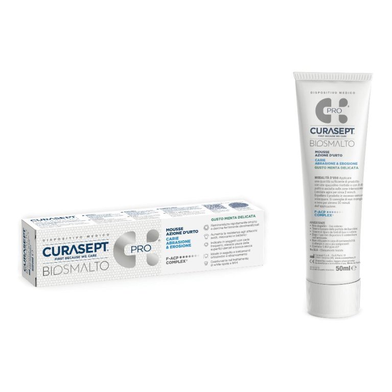 Curasept Biosmalto Mousse azione d'urto carie ed abrasione gusto menta - 50 ml Curasept Biosmalto Mousse azione d'urto carie ed abrasione gusto menta - 50 ml