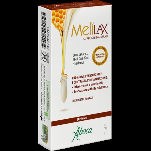 Melilax supposte con miele contro la stipsi - 12 supposte