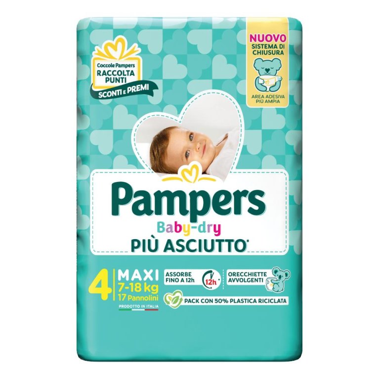 Pampers Baby Dry Maxi - taglia 4 dai 7 ai 18 kg - 17 pannolini Pampers Baby Dry Maxi - taglia 4 dai 7 ai 18 kg - 17 pannolini